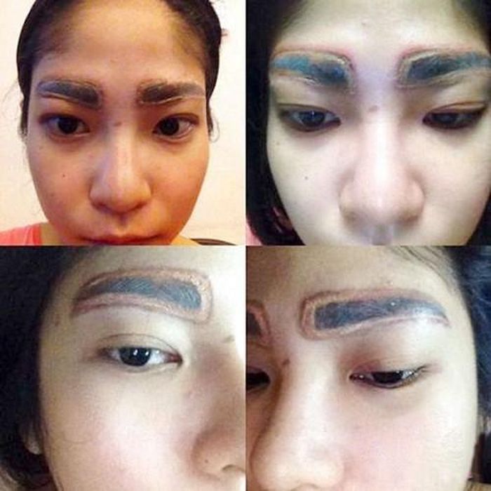Người phụ nữ này chắc chắn không bao giờ dám xăm lông mày nữa.