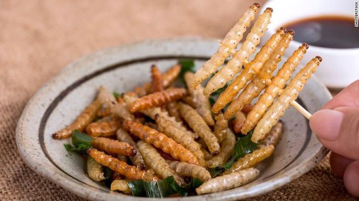 Bạn đã thử ăn một con giun chưa? Những con ấu trùng này có mùi vị như hạt dẻ, bên trong chúng chứa 46% protein cùng đầy đủ các loại axit amin và vitamin có lợi. Mỹ hiện là nước tiêu thụ côn trùng nhiều nhất với 55 triệu USD năm 2017, dự kiến tăng lên 80 triệu USD vào năm 2024.