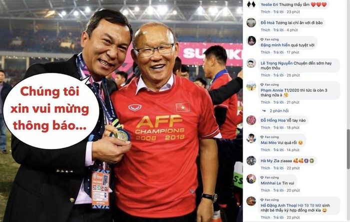 Thông tin VFF đã gia hạn thành công với HLV Park Hang-seo khiến người hâm mộ vui mừng.