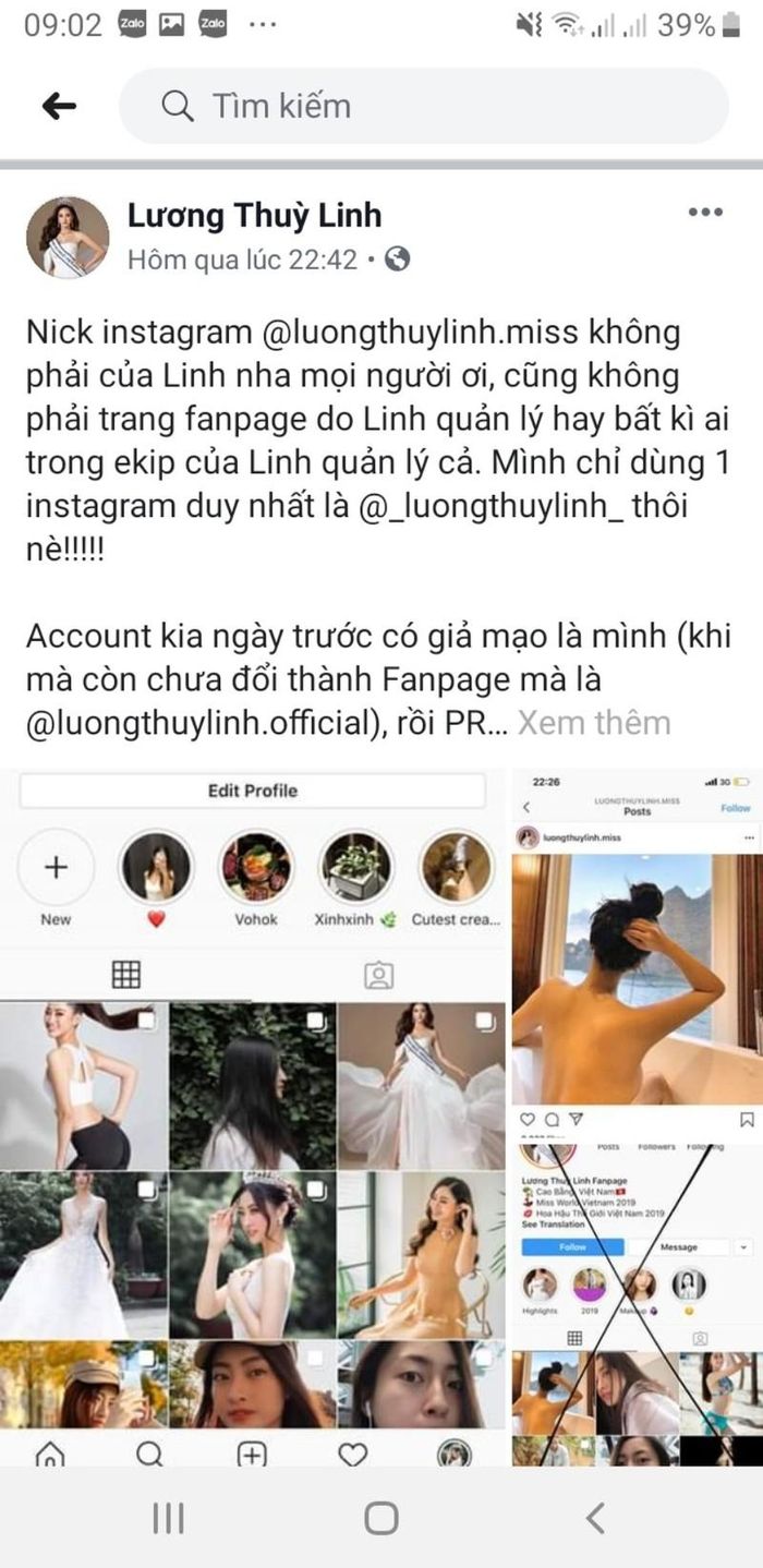  Hoa hậu Lương Thùy Linh bức xúc công khai vụ việc bị kẻ xấu lợi dụng với mục đích lừa đảo.