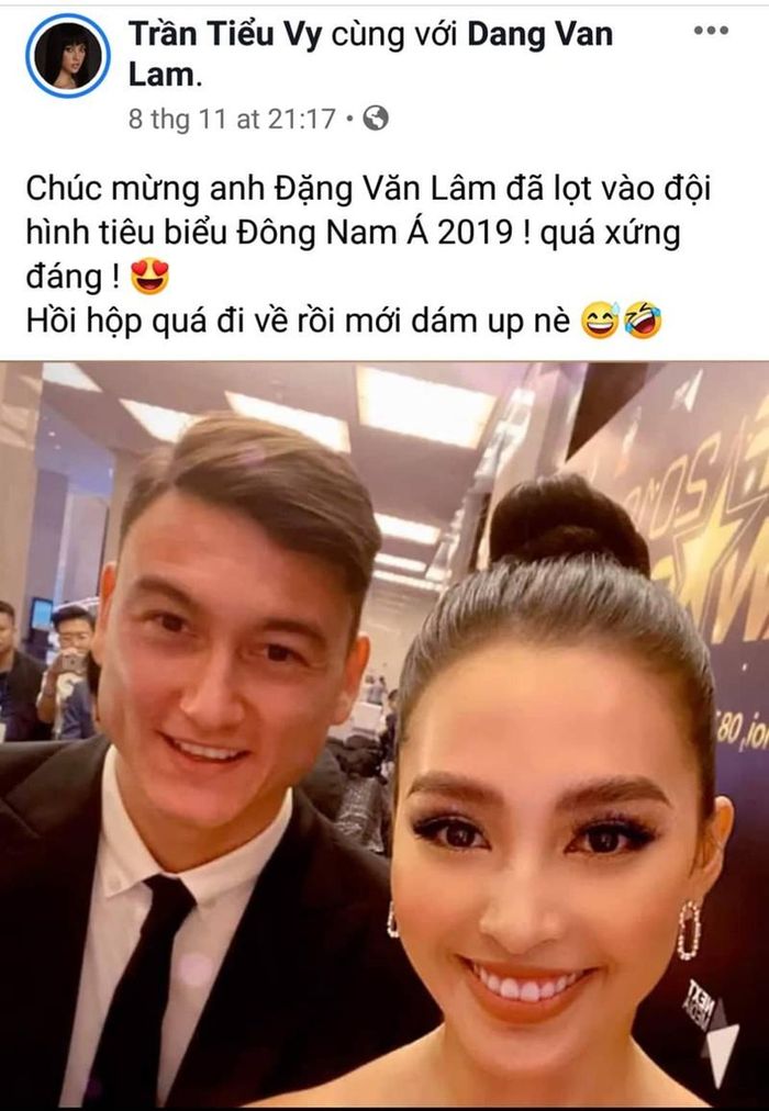  Hoa hậu Tiểu Vy cảm thấy hồi hộp khi chụp hình cùng Đặng Văn Lâm