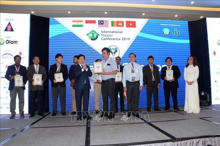 Đại diện Bộ Nông nghiệp và Phát triển nông thôn, lãnh đạo UBND tỉnh Bà Rịa-Vũng Tàu, Hiệp hội hồ tiêu quốc tế trao giải nông dân trồng hồ tiêu xuất sắc năm 2018 và giải sáng tạo trong sản xuất và chế biến hồ tiêu cho 5 cá nhân và doanh nghiệp đến từ Việt Nam và các nước trên thế giới. 