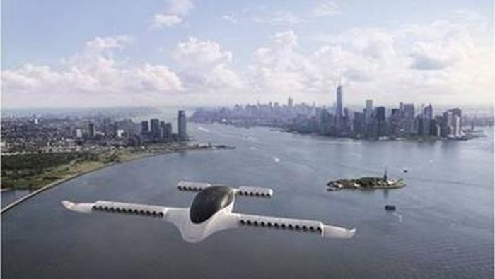 Ấn tượng của một nghệ sĩ về chiếc máy bay Lilium bay gần New York.