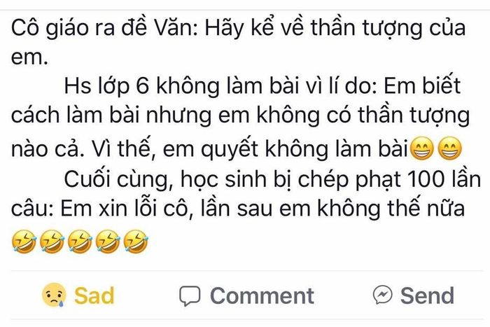 Câu chuyện học sinh bị chép phạt 100 lần vì từ chối làm bài văn tả thần tượng được vị phụ huynh chia sẻ