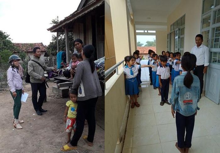 Thầy Ksor Y Giêng đến từng nhà để vận động các gia đình cho con đến trường, không bỏ học. Ảnh nhân vật cung cấp