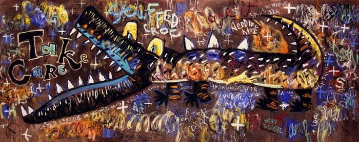 Tác phẩm “Giải phóng” (sơn dầu kết hợp, 200cm x 500cm, 2015) của Lê Kinh Tài