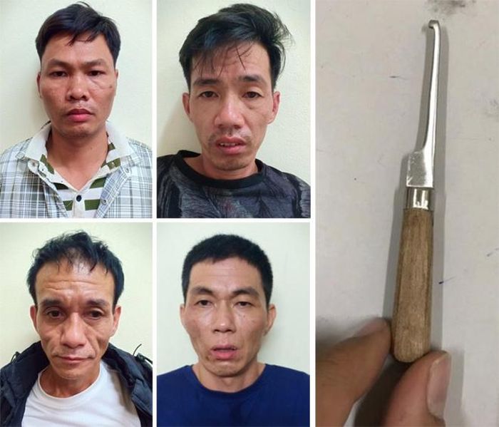 Các đối tượng và tang vật bị tạm giữ.