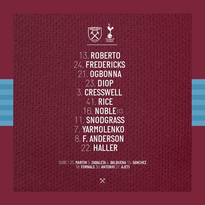 Đội hình ra sân của West Ham