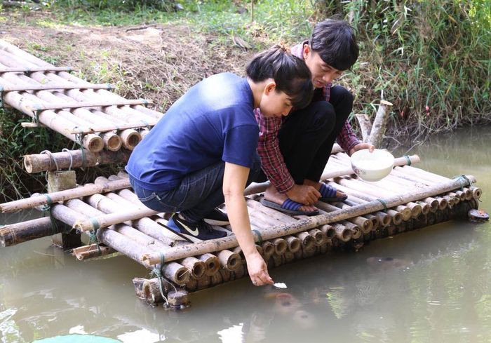"Tôi đem đồ thừa trong nhà rồi mua thêm ngoài nữa nhưng không con nào ăn hết. Tôi mới nhớ ông cố trước đó lấy cơm trắng cho chúng nên tôi thử, nhưng cá ăn rất ít. Tôi lấy muỗng đút thì có mấy con dạn lắm đến ăn, 2 con rồi 3 con. Mấy ngày sau cá lên ăn nhiều lắm”, anh Chiến chia sẻ.