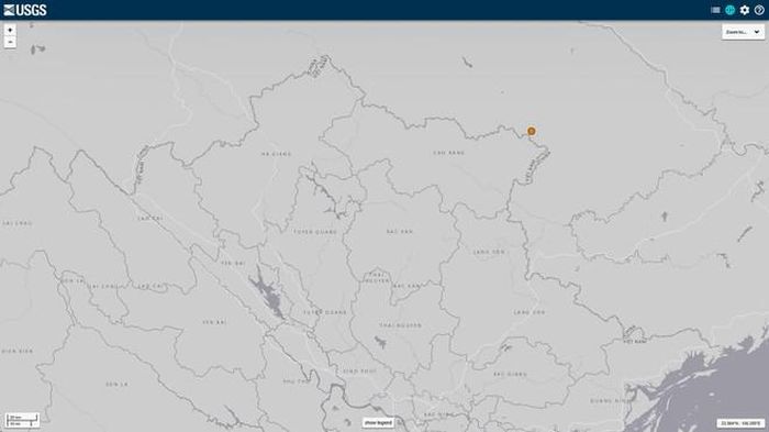 Vị trí trận động đất theo quan trắc của Cục Khảo sát Địa chất Mỹ. Ảnh: USGS.