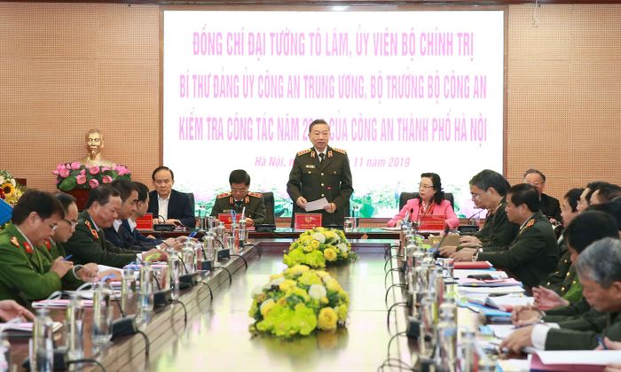 Đại tướng Tô Lâm phát biểu chỉ đạo tại buổi kiểm tra. Ảnh: Đạt Lê