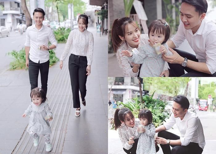 Vợ chồng Tú Vi - Văn Anh khoe khoảnh khắc vui đùa bên con gái. Tú Vi chia sẻ: “Ngày biết tin có con, cả ba và mẹ đều không khỏi bồn chồn, lo lắng bởi những tháng ngày sắp tới, chẳng biết sẽ phải chăm con ra sao, nuôi con thế nào mới đúng. Rồi con cũng ra đời, cũng lớn lên đến tận hôm nay cùng nhiều trải nghiệm thú vị của ba Văn Anh và mẹ Vi trong hành trình cùng con khôn lớn. Hôm nay nhìn Cún chạy đùa cả ngày trời, liên tục khoe với ba mẹ về tên của những loại hoa mà Cún thấy, mẹ Vi tự hào lắm. Nào là hoa hồng màu đỏ, hoa lan mọc trên cao trắng toát, rồi này cả đây là chim bồ câu, kia là những chú chim sẻ. Thế giới rộng lớn, sự tò mò khám phá của con cũng càng ngày càng nhiều hơn, và đó chính là lý do mẹ càng phải kỹ lưỡng hơn để bảo vệ con luôn mạnh khỏe. Thời tiết không cản nổi bước chân con, nắng gió cũng chẳng khiến ba mẹ sợ sệt. Chỉ cần Cún luôn vui, khỏe, mọi hành trình của gia đình mình chắc chắn sẽ thật hoàn hảo”.