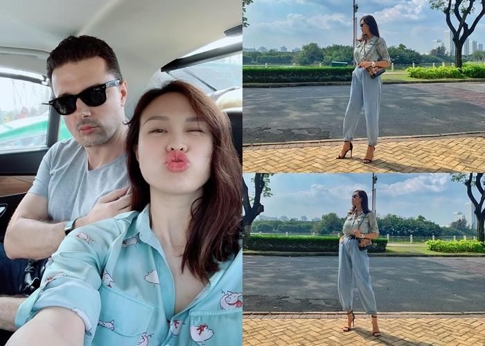 Mới sinh con đầu lòng một tuần, MC Phương Mai đã khoe ảnh xuống phố dạo chơi cùng chồng Tây.