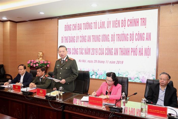 Bộ trưởng Tô Lâm phát biểu chỉ đạo tại buổi kiểm tra.