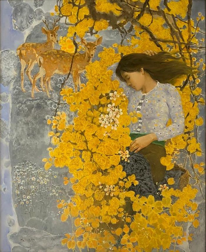 Tác phẩm “Xuân muộn”, 2019, sơn dầu trên toan, 110cmx90cm - TG Mai Xuân Oanh.