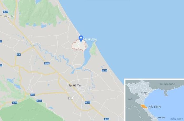 Xã Thạch Bằng, huyện Lộc Hà (Hà Tĩnh, chấm xanh). Ảnh: Google Maps.