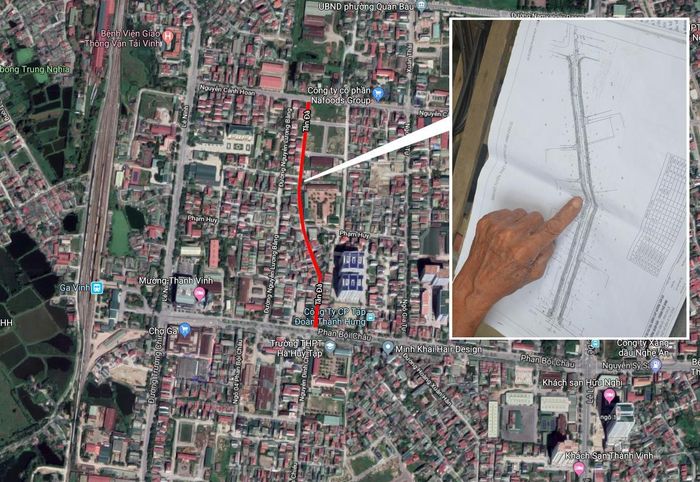 Vị trí đường Tản Đà (ảnh lớn: Google Maps); Bản vẽ thiết kế tuyến đường Tản Đà.