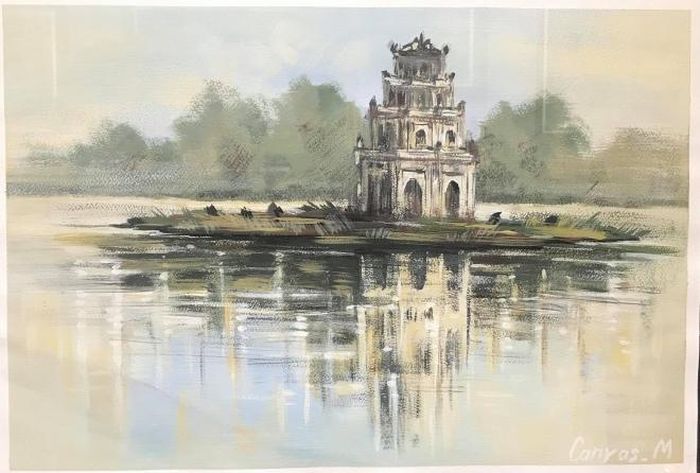 Tranh “Hanoi, Turtle Tower” của họa sĩ Shageeve Rita
