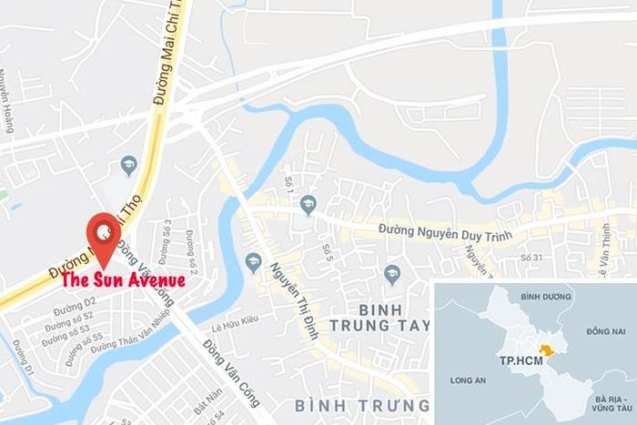 Vị trí chung cư The Sun Avenue. Ảnh: Google Maps.