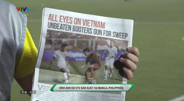 Tờ báo Nhật ký SEA Games 30 ở Manila trong ngày có hàng tít, đại ý: Tất cả mọi con mắt đổ dồn về Việt Nam.