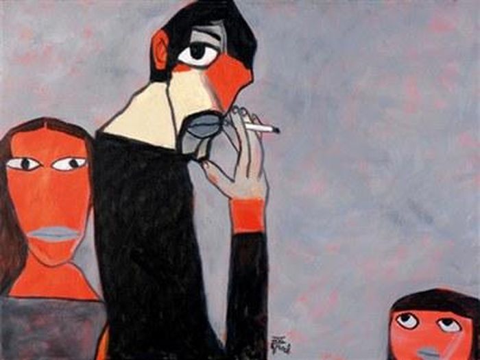 Tác phẩm “Lúc bỏ thuốc” (Time To Quit, sơn dầu, 59,9cm x 80cm, 2008) của họa sĩ Đặng Xuân Hòa, xuất hiện tại phiên đấu giá ngày 28/5/2011 tại Hong Kong (Trung Quốc), của nhà đấu giá Larasati, với giá khởi điểm từ 5.144 đến 7.717 USD