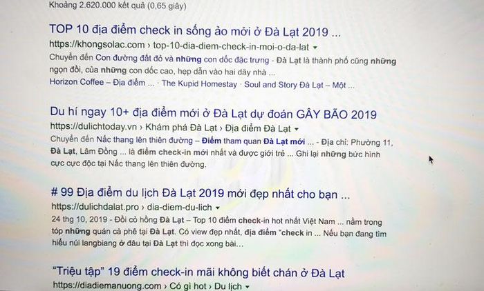 Rất nhiều địa điểm check in sống ảo thường xuyên được cập nhật và lên top tìm kiếm của google.