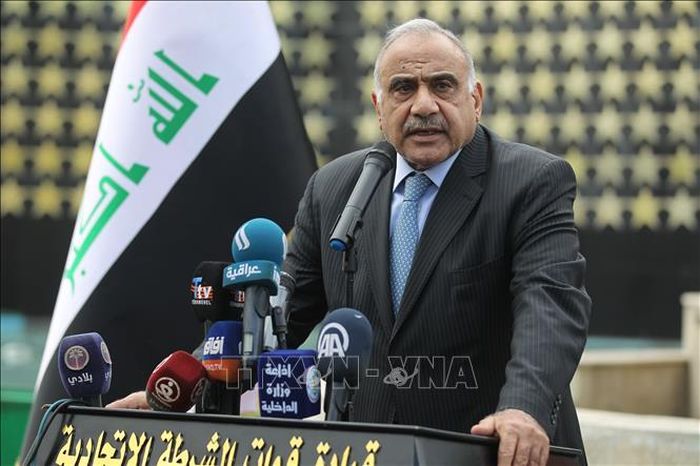 Ông Adel Abdul Mahdi phát biểu tại một sự kiện ở Baghdad ngày 23/10/2019. Ảnh: AFP/TTXVN