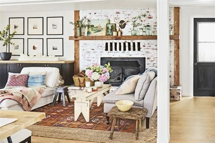 Bức tường gạch mộc trắng luôn tạo cảm giác thoáng đãng và sáng sủa.
