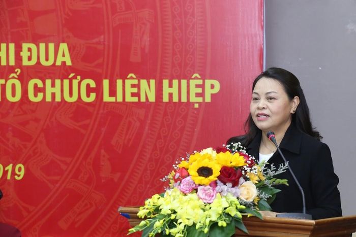 Chủ tịch Hội Liên hiệp Phụ nữ Việt Nam Nguyễn Thị Thu Hà phát biểu tại Hội nghị.