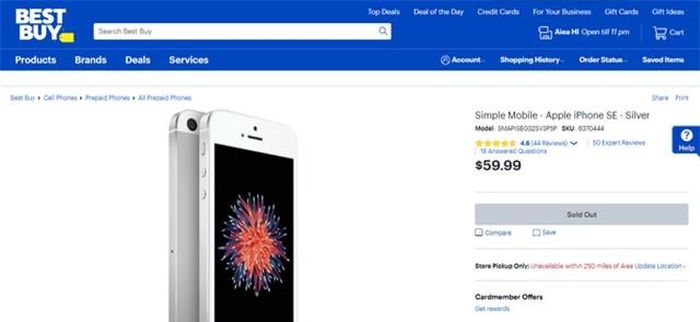 Best Buy đã nhanh chóng thông báo hết hàng