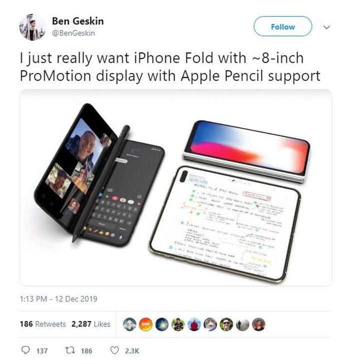 Ben Geskin chia sẻ ý tưởng iPhone Fold