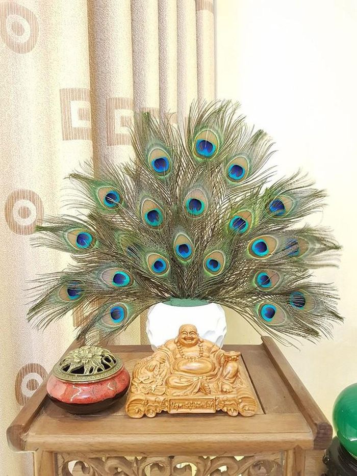 Dân gian tin tưởng mang theo lông công bên mình hoặc để tại nơi làm việc sẽ giúp cho công việc thuận lợi, thăng quan tiến chức. 