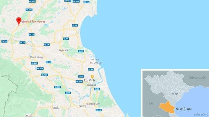 Xã Tân Hương, nơi xảy ra vụ việc. Ảnh: Google Maps.