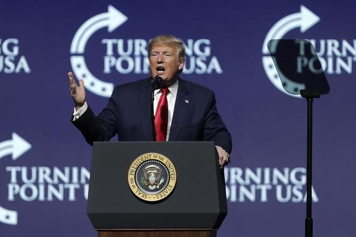 Tổng thống Mỹ Donald Trump phát biểu tại hội nghị Turning Point USA ở Florida hôm 21/12. Ảnh: