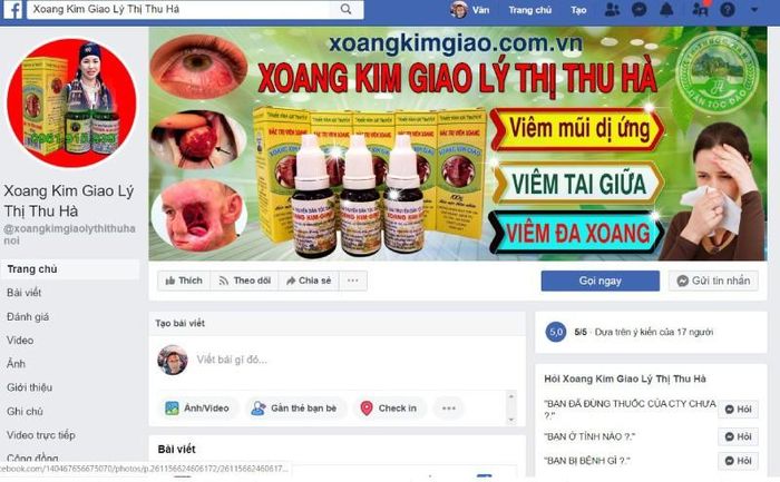 Một fanfage quảng cáo và tiếp thị sản phẩm trên mạng xã hội Facebook