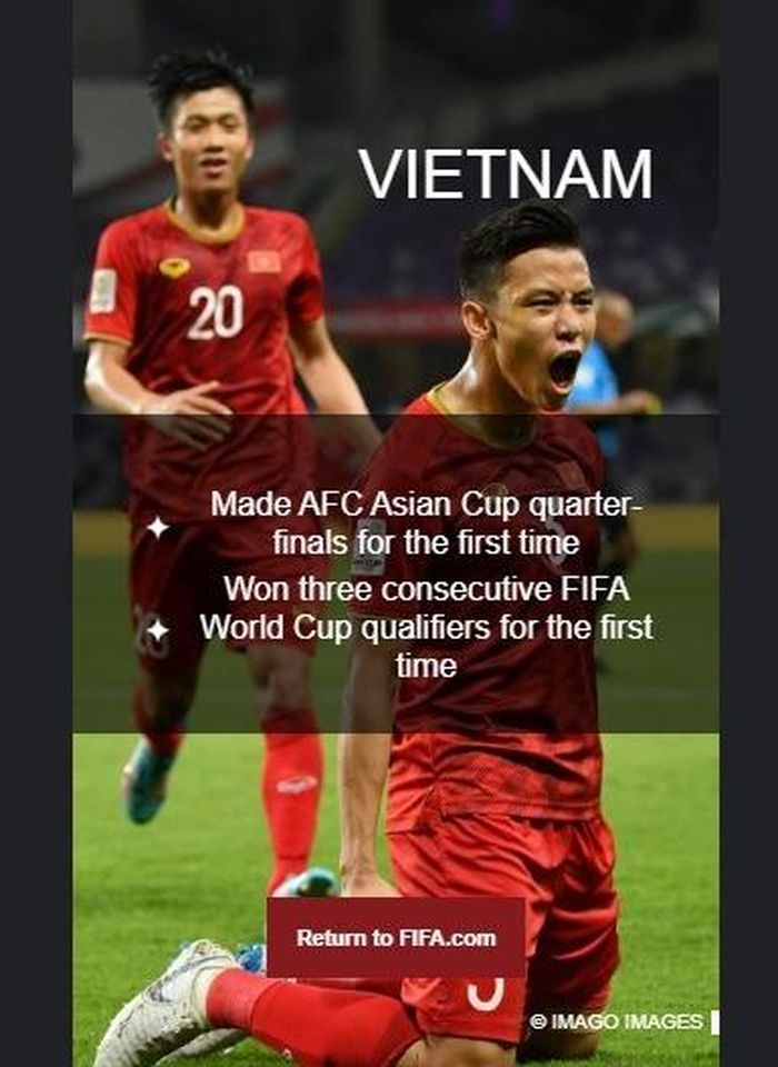FIFA vinh danh tuyển Việt Nam vì thành tích ấn tượng trong năm 2019.