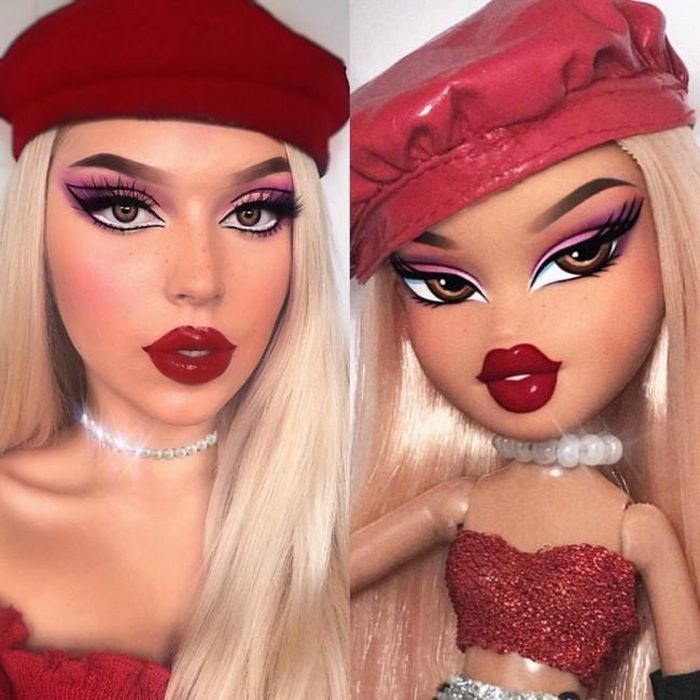 Trang điểm giống búp bê Bratz: Hồi tháng 3, các tín đồ làm đẹp rộ lên xu hướng make up giống búp bê với đôi mắt to, môi dày. Bratz Challenge là thử thách rộ lên từ năm 2001. Những con búp bê Bratz được làm bằng nhựa, có đầu to và thân hình mảnh mai đã tạo nên cơn sốt, soán ngôi búp bê Barbie lúc bấy giờ. Ảnh: Business Insider.