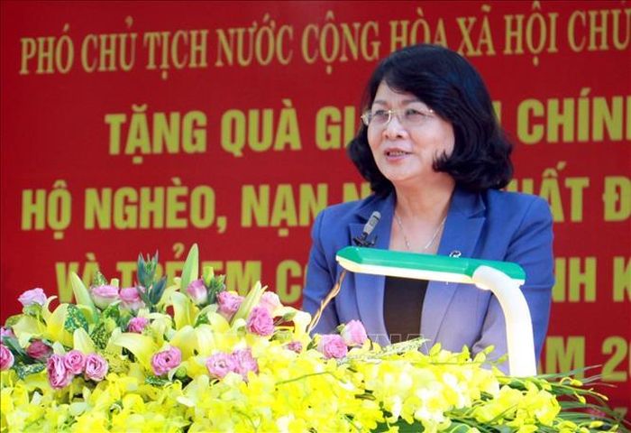 Phó Chủ tịch nước Đặng Thị Ngọc Thịnh phát biểu tại xã Tân Thịnh, Lạng Giang, Bắc Giang.