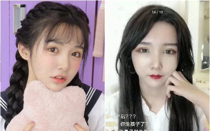 Trong lúc đang livestream, Abbily vô tình chặm tay vào phần tắt phần mềm chỉnh sửa tự động của camera. Nhan sắc thật của hot girl 9x lộ ra khiến nhiều người hâm mộ đang theo dõi cô phải hết hồn. 