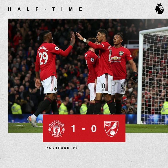 45 phút đầu khép lại với tỷ số 1-0 nghiêng về MU