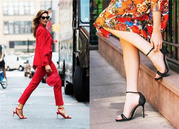 Sandals gót nhọn với quai đeo mảnh phía sau tạo nét thanh lịch và nữ tính cho vẻ ngoài của bạn gái. Không những thế, phần quai sau này còn giúp giữ đôi chân thật vững chắc, an toàn trên từng sải bước. Ảnh: @sarahflint_nyc.