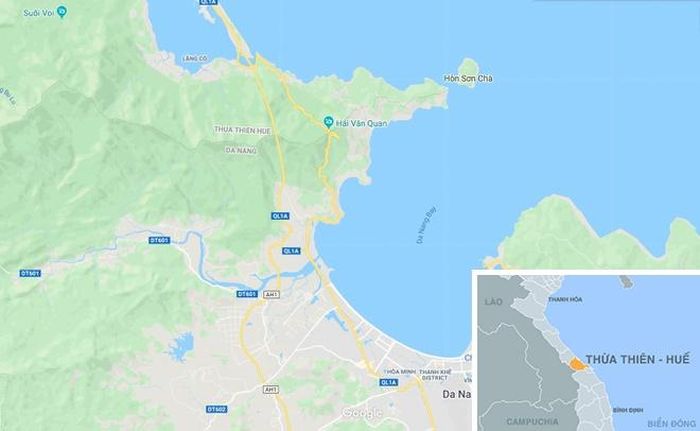 Tàu SE3 bị trật bánh ở phía bắc đèo Hải Vân. Ảnh: Google Maps.