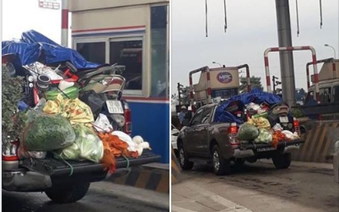 Không khó bắt gặp hình ảnh các xe chở đầy đặc sản quê lên TP.