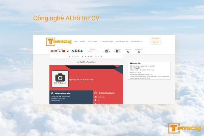  Timviec365.com áp dụng công nghệ AI trong thiết kế CV. 