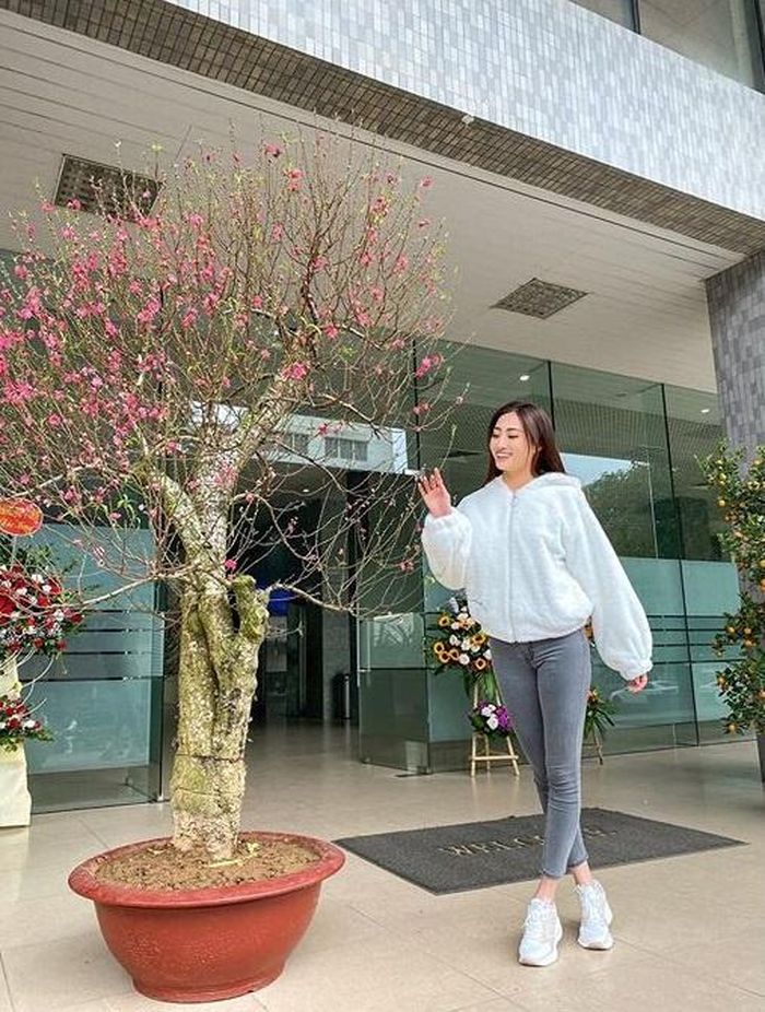  Những ngày cận Tết, Lương Thùy Linh về thăm Đại học Ngoại thương Hà Nội. Sau đó, cô sẽ về nhà (Cao Bằng) ăn Tết bên gia đình. 