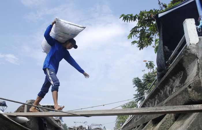 Mỗi một bao phân rơm có giá từ 70.000-80.000 đồng, tùy vụ mùa, giá sẽ tăng hay giảm. Ảnh: TÍN HUY