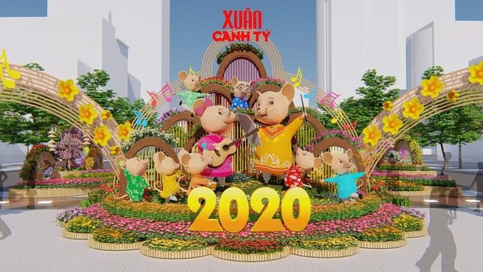 Phối cảnh đường hoa Nguyễn Huệ 2020