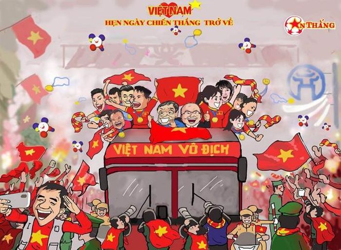 Tác phẩm “Hẹn ngày chiến thắng trở về”, vẽ trước trận chung kết SEA Games 30