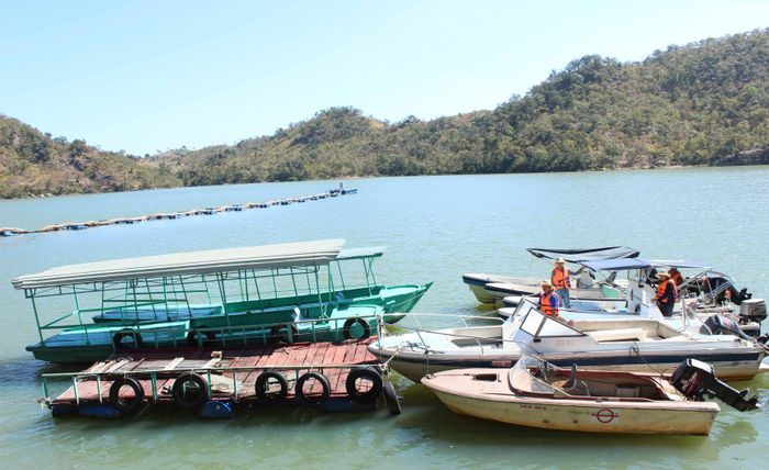 Canô tốc độ cao và du thuyền sẵn sàng đưa đón khách tham quan dã ngoại trong lòng hồ. Ảnh: Nguyễn Diệp