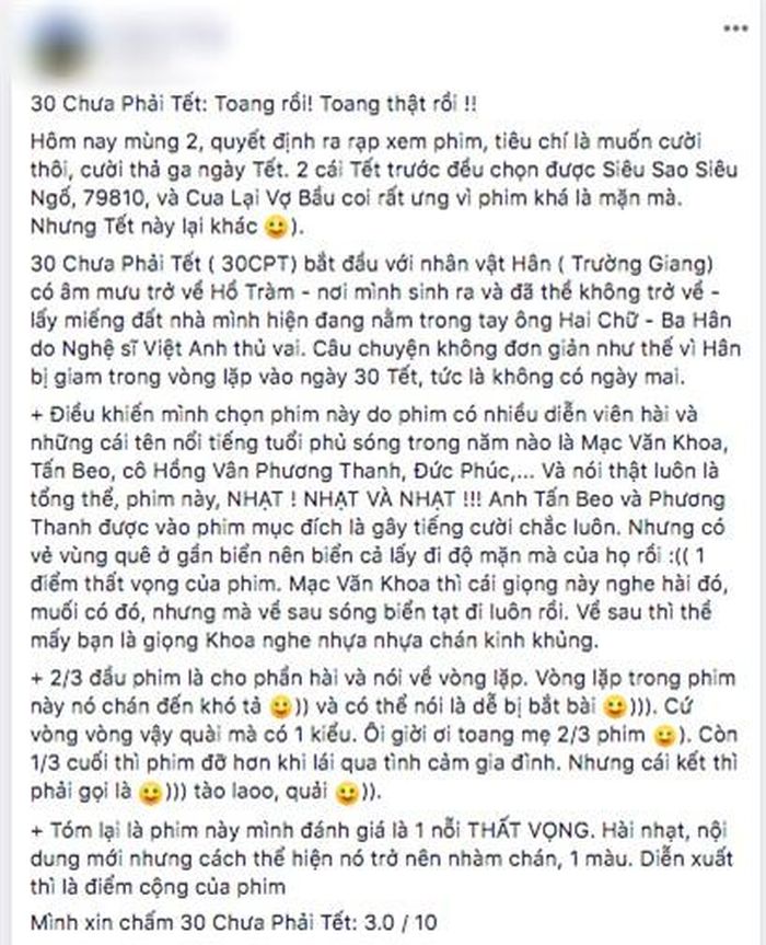 Nhiều ý kiến cho rằng "30 chưa phải Tết" là bộ phim dở tệ.